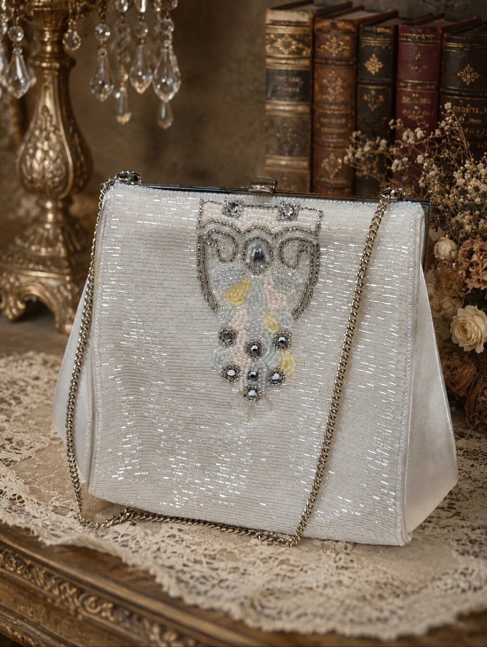 ✨ Vintage Ornate Beaded Owl Motif Evening Bag ✨